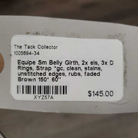 Sm Belly Girth, 2x els, 3x D Rings, Strap *gc, clean, stains, unstitched edges, rubs, faded
