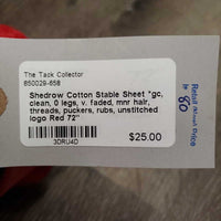 Cotton Stable Sheet *gc, clean, 0 legs, v. faded, mnr hair, threads, puckers, rubs, unstitched logo
