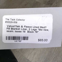 Velvet?ish & Fleece Lined Med? Fill Blanket Liner, 2 Legs *like new, seam: loose fill
