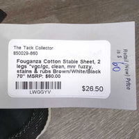 Cotton Stable Sheet, 2 legs *vgc/gc, clean, mnr fuzzy, stains & rubs
