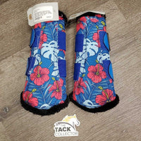 Closed Boots, velcro, fleece "Haiwaiin" *gc, edge rubs & frays, clean, clumpy, threads
