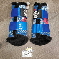Closed Boots, velcro, fleece "Haiwaiin" *gc, edge rubs & frays, clean, clumpy, threads
