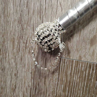Ribbon Wrapped Riding Whip - Crop, glitter ball handle, bling *like new, peeled bling

