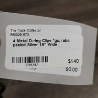 4 Metal D-ring Clips *gc, rubs, peeled
