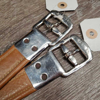 Pr Soft Thick Lined Sttirrup Leathers *vgc/xc, clean, mnr stretched holes, dents, scratches & film, curled bottom edges

