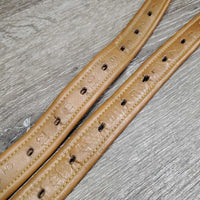 Pr Soft Thick Lined Sttirrup Leathers *vgc/xc, clean, mnr stretched holes, dents, scratches & film, curled bottom edges

