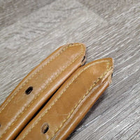 Pr Soft Thick Lined Sttirrup Leathers *vgc/xc, clean, mnr stretched holes, dents, scratches & film, curled bottom edges
