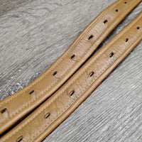 Pr Soft Thick Lined Sttirrup Leathers *vgc/xc, clean, mnr stretched holes, dents, scratches & film, curled bottom edges
