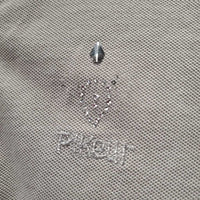 SS Show Shirt, 1/2 Button Up, snap collar *gc, older, v.frayed piping, puckers, dingy, stained collar e dges
