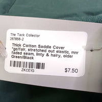 Thick Cotton Saddle Cover *gc/fair, stretched out elastic, mnr faded seam, linty & hairy, older
