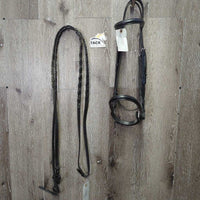 Rsd Bridle, Narrow Braided Reins *vgc, clean & mnr dirt?film, loose keepers
