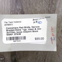 Rsd Bridle, Narrow Braided Reins *vgc, clean & mnr dirt?film, loose keepers
