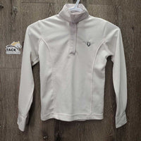 LS Show Shirt, 1/3 Snap Up, snap collar *vgc/gc, mnr stains, snags & puckers, crinkled collar
