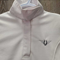 LS Show Shirt, 1/3 Snap Up, snap collar *vgc/gc, mnr stains, snags & puckers, crinkled collar

