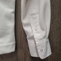 LS Show Shirt, 1/3 Snap Up, snap collar *vgc/gc, mnr stains, snags & puckers, crinkled collar
