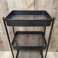 3 Tier Metal & Wire Folding Storage Rack, Wheels *like new