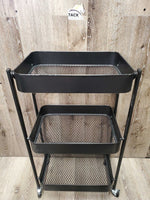 3 Tier Metal & Wire Folding Storage Rack, Wheels *like new
