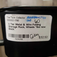3 Tier Metal & Wire Folding Storage Rack, Wheels *like new
