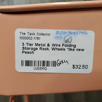 3 Tier Metal & Wire Folding Storage Rack, Wheels *like new
