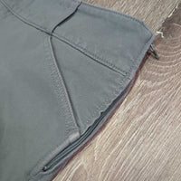 Side Zip Euroseat Breeches *gc, faded, seam puckers, seat: discolored, rubs & pills, pulled seat & leg seams, v.hairy velcro
