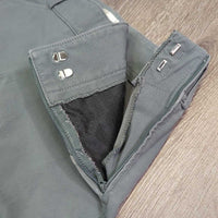 Side Zip Euroseat Breeches *gc, faded, seam puckers, seat: discolored, rubs & pills, pulled seat & leg seams, v.hairy velcro
