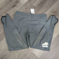 Side Zip Euroseat Breeches *gc, faded, seam puckers, seat: discolored, rubs & pills, pulled seat & leg seams, v.hairy velcro
