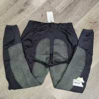 Full Seat Riding Tight Breeches, grips, Pull on *gc/fair, undone stitching, older?, rubs, stains, frays, faded

