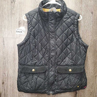 Hvy Quilt Vest, zipper, snaps *gc, older?, dirty pocket, loose lining
