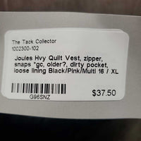 Hvy Quilt Vest, zipper, snaps *gc, older?, dirty pocket, loose lining
