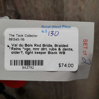 Rsd Bridle, Braided Reins *vgc, mnr dirt, rubs & dents, older?, tight keeper

