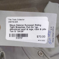 Euroseat Riding Tight Breeches, Pull On *gc, discolored seat & legs, rubs & pills

