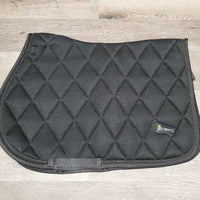 Quilt Mesh Saddle Pad, 1x piping *vgc, clean, cut tabs, faded, mnr hair, rubs, puckers, torn logo leather
