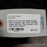 Quilt Mesh Saddle Pad, 1x piping *vgc, clean, cut tabs, faded, mnr hair, rubs, puckers, torn logo leather
