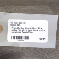 Thick Rubber Handle Hoof Pick, string *gc, dirty, bent hook, stains, scratches
