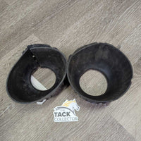 Mismatched Ribbed Rubber Bell Boots, velcro *gc, dirt, scuffs, rubs, stains, hairy & frayed velcro
