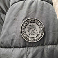 Long Puffer Winter Jacket, detach hood *xc, clean, mnr hair, crumbs
