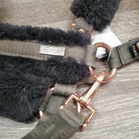 Nylon Fleece Lined Halter, adj, snap & Lead Rope *gc, hair, dirt, clumpy, rubs, scuffs, oxidized
