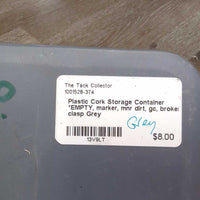 Plastic Cork Storage Container *EMPTY, marker, mnr dirt, gc, broken clasp
