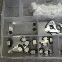 Cork Set, 37 corks, cleaner, wrench tap/wrench, cottons, box *like new, xc, mnr dirt & stains, no wires
