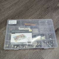 Cork Set, 37 corks, cleaner, wrench tap/wrench, cottons, box *like new, xc, mnr dirt & stains, no wires
