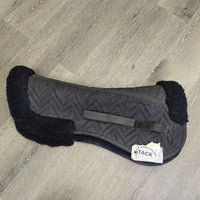 Quilt & Sheepskin Half Pad, Rolled Edges *gc, faded, pilly clumpy, hairy, clean, discolored, flattened spots, older
