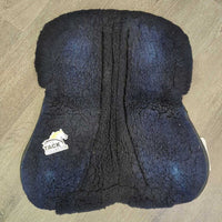 Quilt & Sheepskin Half Pad, Rolled Edges *gc, faded, pilly clumpy, hairy, clean, discolored, flattened spots, older
