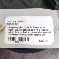 Quilt & Sheepskin Half Pad, Rolled Edges *gc, faded, pilly clumpy, hairy, clean, discolored, flattened spots, older
