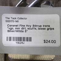 Fine Hvy Stirrup Irons *vgc, mnr dirt, scuffs, loose grips
