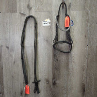 Rsd Bridle, Cotton Web Reins, Schockemohle Bling Browband (H) *fair/gc, dirt, scraped edges, creases, mismatched
