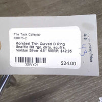Thin Curved D Ring Snaffle Bit *gc, dirty, scuffs, residue
