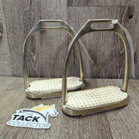 Fine Hvy Stirrup Irons, grips *vgc, clean, stains, scratches & rubs
