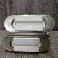Fine Hvy Stirrup Irons, grips *vgc, clean, stains, scratches & rubs
