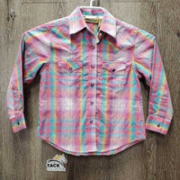 JUNIORS LS Western Shirt, snaps *vgc, seam puckers
