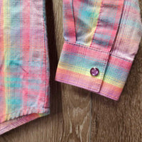 JUNIORS LS Western Shirt, snaps *vgc, seam puckers
